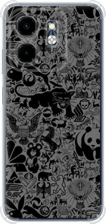 Чехол для Infinix Hot 50i Чёрно-серый стикер бомбинг (Серый)