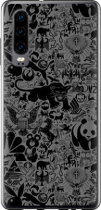 Чохол для Huawei P30 Чорно-сірий стикер бомбінг (Сірий)