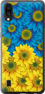 Чехол для ZTE Blade A5 2020 Жёлто-голубые цветы (Желтый)