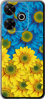 Чехол для Xiaomi Redmi 13 4G Жёлто-голубые цветы (Желтый)