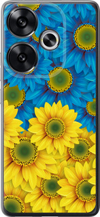 Чехол для Xiaomi Poco F6 Жовто-блакитні квіти (Жовтий)