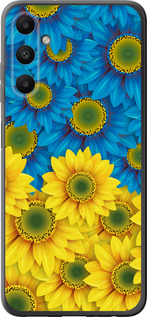 Чехол для Samsung Galaxy A05s Жёлто-голубые цветы (Желтый)