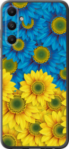 Чехол для Samsung Galaxy A05s Жёлто-голубые цветы (Желтый)