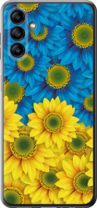 Чехол для Samsung Galaxy A04s Жёлто-голубые цветы (Желтый)