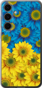 Чехол для Samsung Galaxy S24 FE Жёлто-голубые цветы (Желтый)