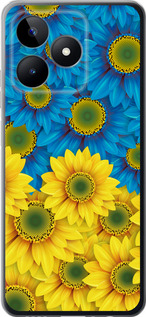 Чохол для Realme Narzo N53 Жовто-блакитні квіти (Жовтий)