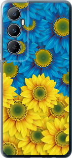 Чехол для Realme C65 4G Жёлто-голубые цветы (Желтый)