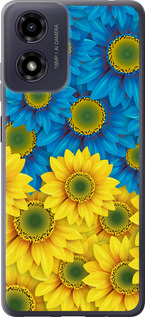 Чехол для Motorola Moto G04 Жовто-блакитні квіти (Жовтий)
