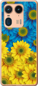 Чехол для Motorola Edge 50 Ultra Жёлто-голубые цветы (Желтый)