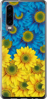 Чехол для Huawei P30 Жёлто-голубые цветы (Желтый)