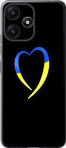Чехол для Xiaomi Redmi Note 12R Жёлто-голубое сердце (Черный)