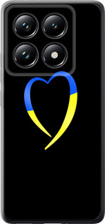 Чехол для Xiaomi 14T Pro Жёлто-голубое сердце (Черный)