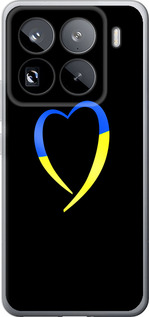 Чехол для Xiaomi 15 Pro Жёлто-голубое сердце (Черный)