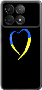 Чохол для Xiaomi Poco F6 Pro Жовто-блакитне серце (Чорний)
