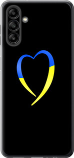 Чехол для Samsung Galaxy A04s Жёлто-голубое сердце (Черный)