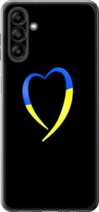 Чехол для Samsung Galaxy A04s Жёлто-голубое сердце (Черный)
