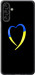 Чехол для Samsung Galaxy A04s Жёлто-голубое сердце (Черный)