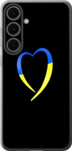 Чехол для Samsung Galaxy S24 FE Жовто-блакитне серце (Чорний)