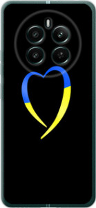 Чехол для Realme 12+ Жовто-блакитне серце (Чорний)