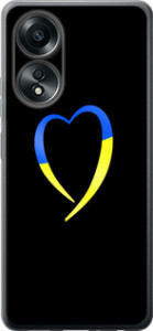 Чехол для Oppo A58 4G Жёлто-голубое сердце (Черный)