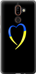 Чохол для Nokia 7 Plus Жовто-блакитне серце (Чорний)