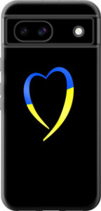 Чехол для Google Pixel 8A Жёлто-голубое сердце (Черный)