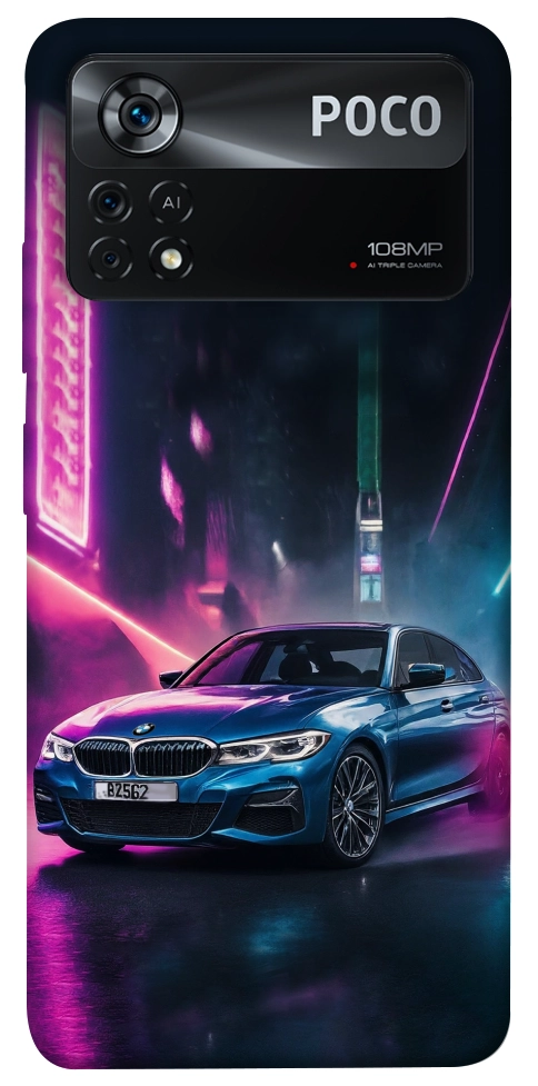 Чехол Неоновое BMW для Xiaomi Poco X4 Pro