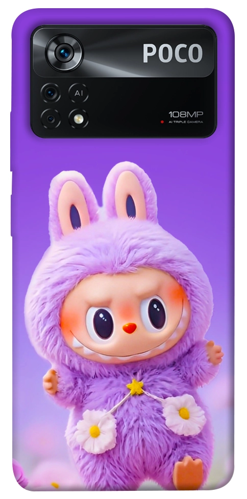 Чехол Labubu purple для Xiaomi Poco X4 Pro