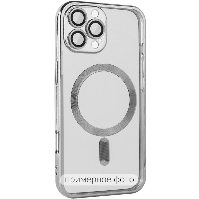 TPU чехол Fibra Chrome with Magnetic safe для Apple iPhone 16 (6.1") (Silver)