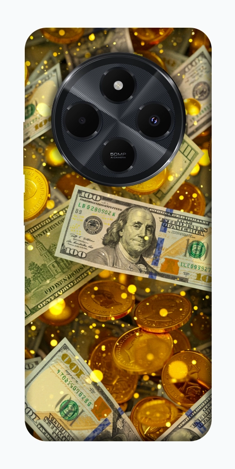 Чохол Gold and dollars для Xiaomi Redmi 14C