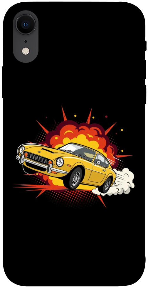 Чехол Retro comics car black для iPhone XR