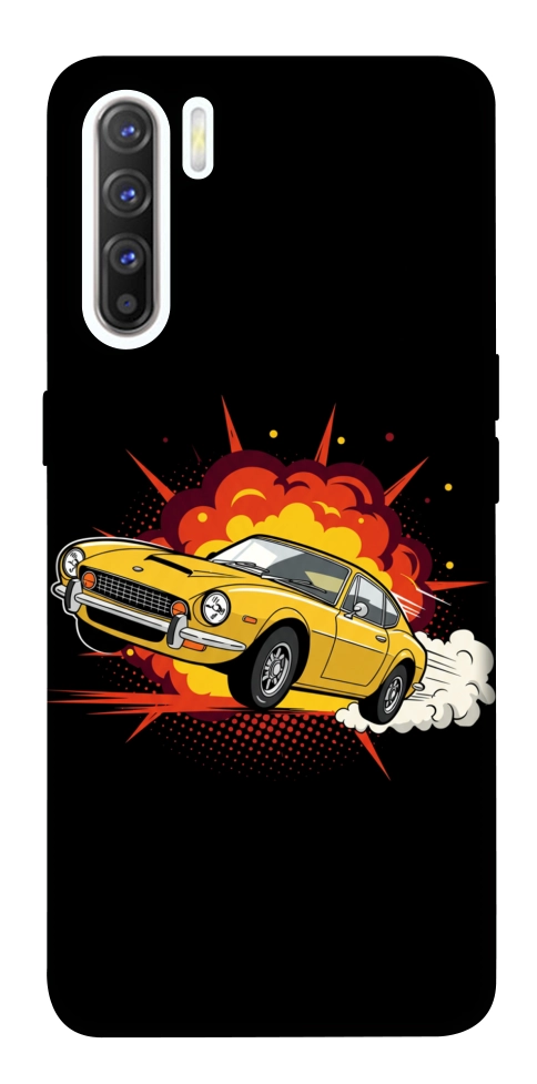 Чехол Retro comics car black для Oppo Reno 3