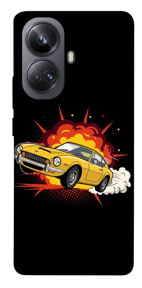 Чехол Retro comics car black для Realme 10 Pro+