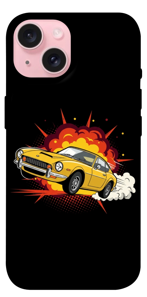 Чохол Retro comics car black для iPhone 15