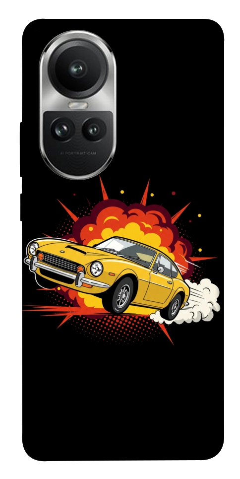 Чехол Retro comics car black для Oppo Reno 10