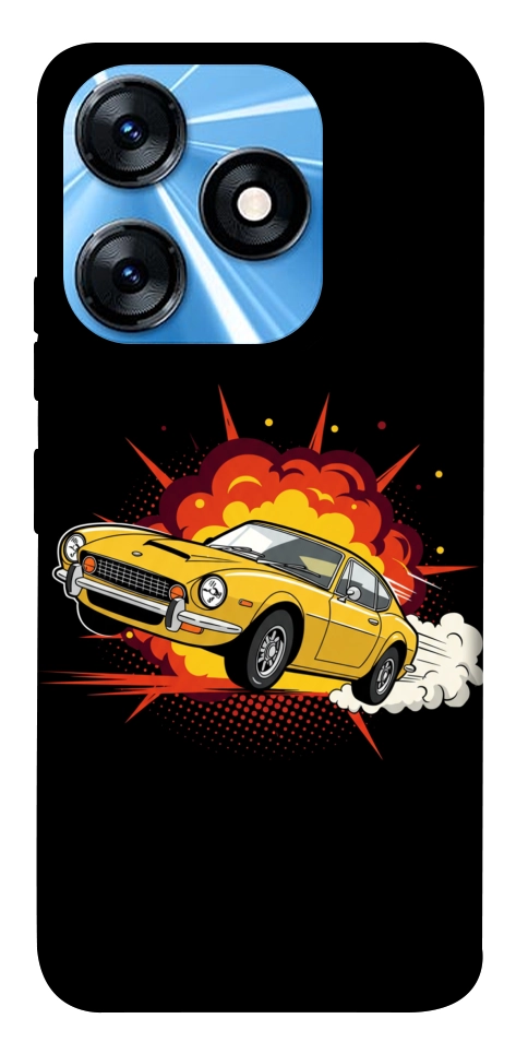 Чехол Retro comics car black для TECNO Spark 10