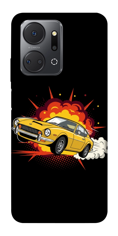 Чехол Retro comics car black для Huawei Honor X7a