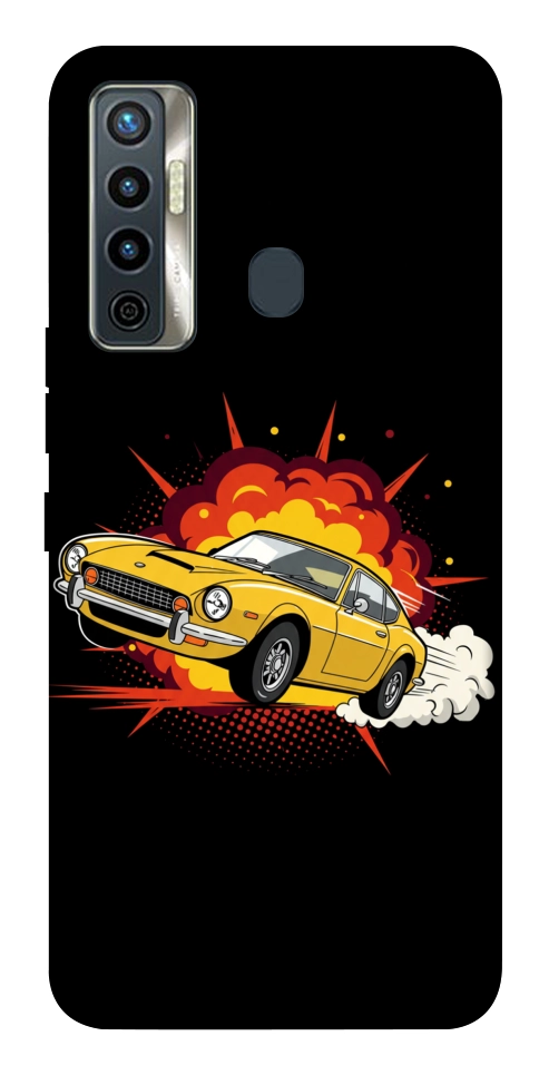 Чехол Retro comics car black для TECNO Camon 17