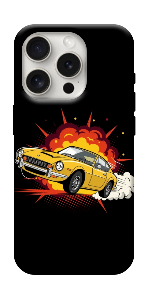 Чехол Retro comics car black для iPhone 16 Pro