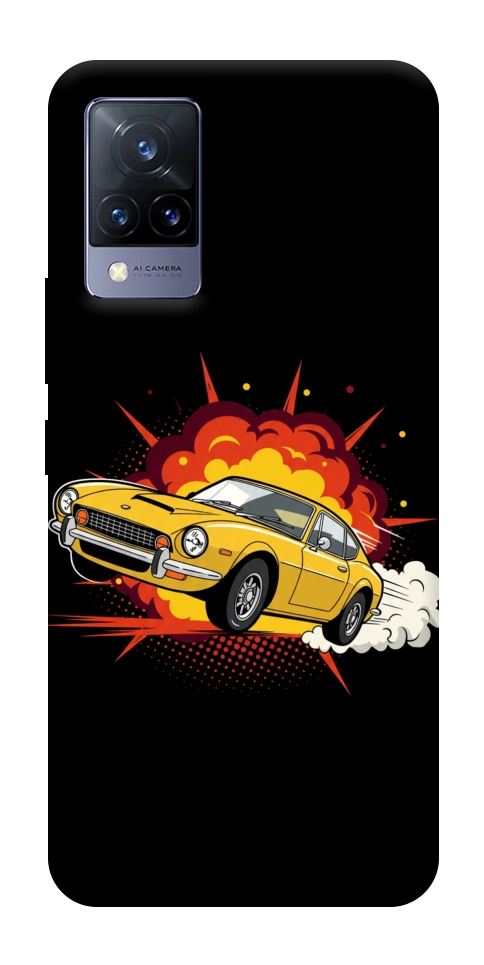 Чохол Retro comics car black для Vivo V21