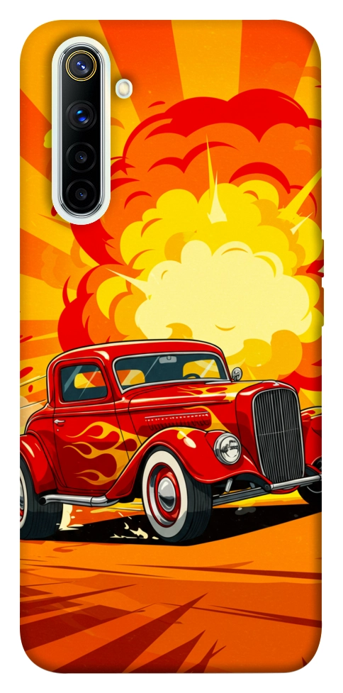 Чехол Retro comics car для Realme 6