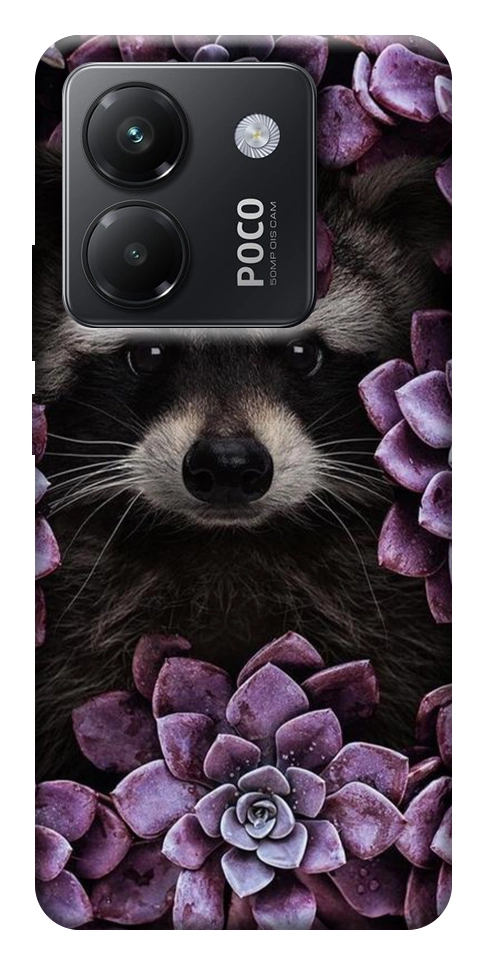 Чехол Енот в цветах для Xiaomi Poco M7 Pro 5G