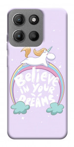 Чохол Believe in your dreams unicorn для Motorola Moto G15 4G