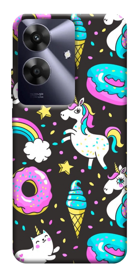 Чехол Паттерн единороги для Realme Note 60