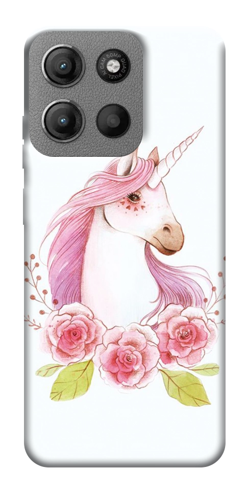 Чохол Єдиноріг з квітами для Motorola Moto G15 4G