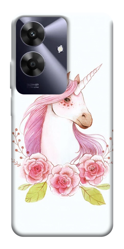 Чехол Единорог с цветами для Realme Note 60