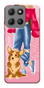 Чохол Girl and corgi для Motorola Moto G15 4G