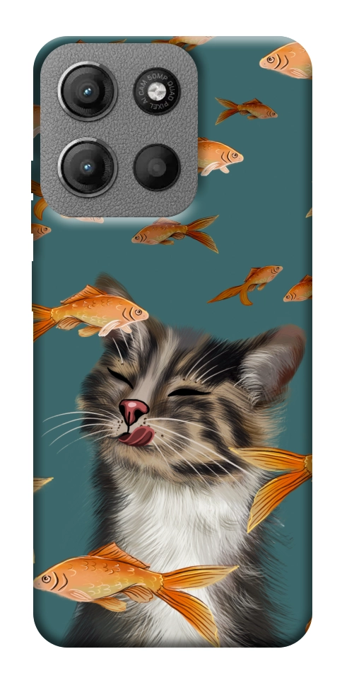 Чохол Cat with fish для Motorola Moto G15 4G
