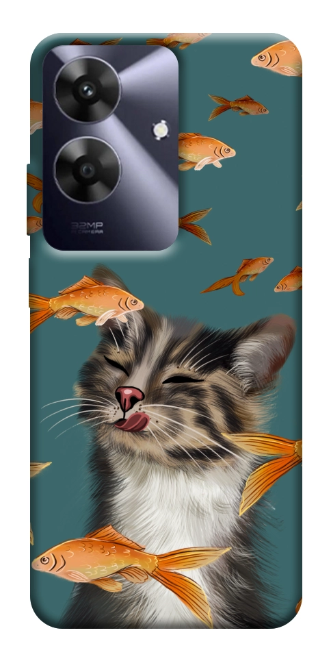 Чохол Cat with fish для Realme Note 60