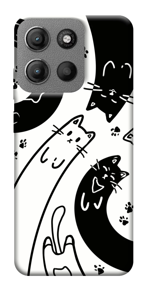Чехол Черно-белые коты для Motorola Moto G15 4G